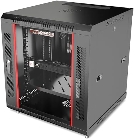 12U Wall Mount Server Rack Cabinet – 19" Network Rack Enclosure, 18" Deep Data Rack Cabinet with Fan, PDU & Shelf for IT Equipment, Switches and Patch Panel by SYSRACKS