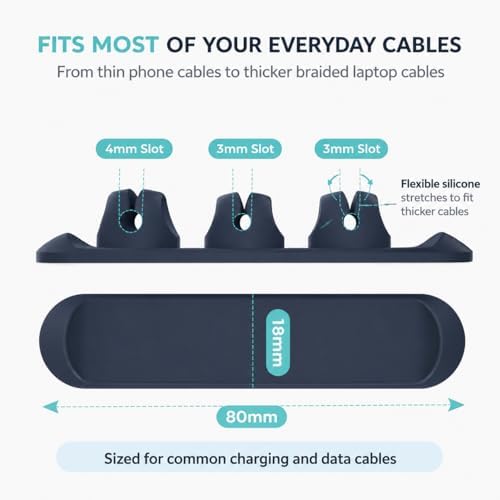 Magnetic Cable Organizer for Desk & Nightstand 3 Clip Cord Holder with One-Hand Access 3M Adhesive Cable Clips, N52 Magnetic Cord Holder for Phone, USB-C & Laptop Cables - Image 4