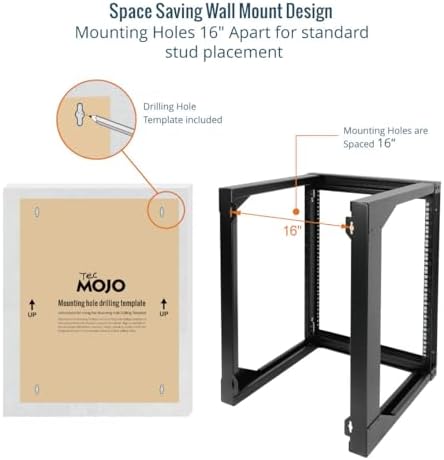 Tecmojo 12U Wall Mount Server Rack, Open Frame Network Rack for 19" Computer/AV/Data/IT/Media Equipment, 18" Depth, 16" Apart Mounting Holes, Swing Gate, Square and Tapped Holes - Image 4