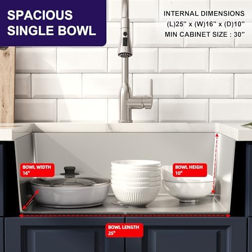 27 Inch Undermount Handmade Single Bowl Kitchen Sink - Image 6