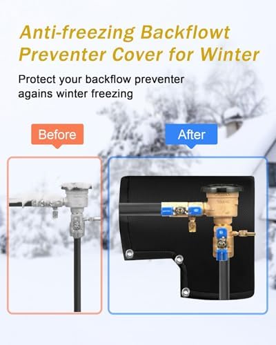 Backflow Preventer Pipe Insulation Cover (5°F), POROLIR 12"X13" Thicker Pressure Vacuum Breaker Cover, Water Well Pump Sprinkler Valve Cover, Outdoor Faucet Cover for Winter Freeze Protection Black - Image 2