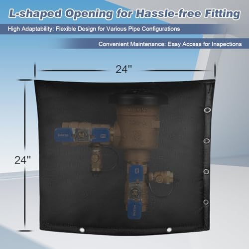 Outdoor Backflow Preventer Cover- 24''W x 24''H, Winter Freeze & Weatherproof Protection for Irrigation Pipes & Sprinkler Valves- Black - Image 2
