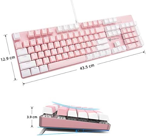 Merdia 104 Keys Full Size Mechanical Keyboard | Blue Switch, Pink & White Color 104 Keys US Layout Led Backlit Hot Swappable Wired Mechanical Light Up Pink Keyboard | Wired Gaming Computer Keyboards - Image 4