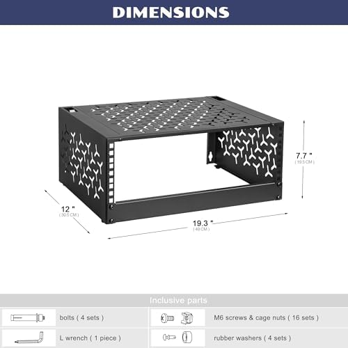 4U Wall-Mount & Desktop Server Rack, 12" Depth, Foldable with 1U Blank Panel - Open Frame for Shallow Servers/IT Gear/Switches &19" Standard Devices - Image 2