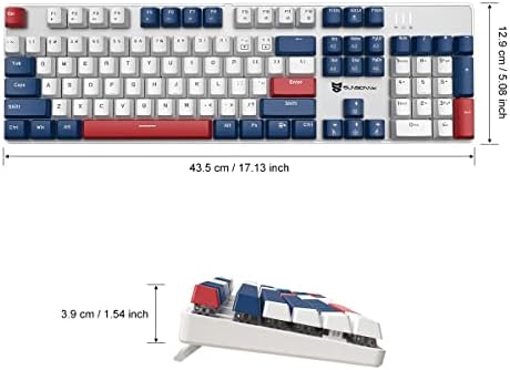 104 Keys Full Size Mechanical Gaming Keyboard | Blue Switch Blue/White/Red Combo Color Computer Keyboards | Hot Swappable US Layout Wired Mechanical PC Gaming Keyboard | Light Up Wired Keyboards - Image 2