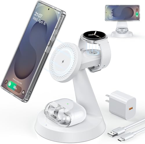 Meifigno Magnetic Wireless Charger for Samsung S26Ultra/Galaxy Watch8,White by Meifigno