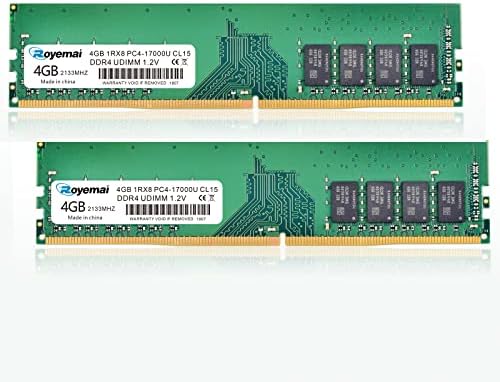 8GB DDR4 17000U PC4 2133 2X4GB UDIMM, DDR4-2133MHz PC4-17000 CL15 1Rx8 1.2V Non-ECC 288 Pin Desktop Memory Module Ram by DUOMEIQI