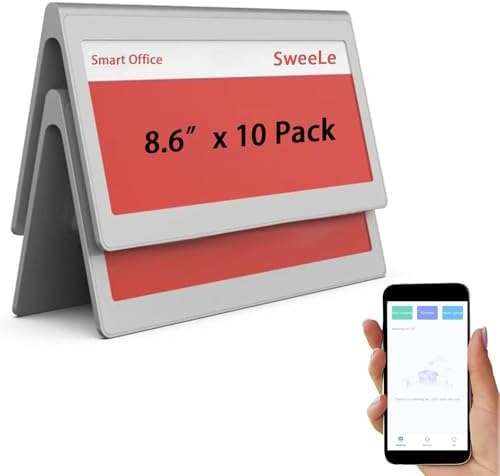 Editable Table Name Tent Digital Blank Place Name Card with Dual 8.6" ePaper Screen, Single Charge for Half A Year, 10 pack by EPD-ElectronicPaperDisplay