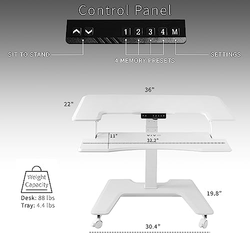 VIVO White Electric 36 in Dual Platform Standing Desk Cart, DESK-V111VTW - Image 3