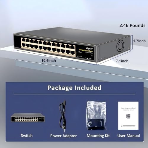 25-Port Full Gigabit Smart Managed Ethernet Switch-24 Ethernet Ports & 1 SFP Port, Web & APP Managed, VLAN/QoS/IGMP/LAG/TELNET/CLI Supported, Home Office Network Hub, Metal Plug & Play - Image 6