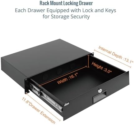 Tecmojo 2U Rack Drawer,Rack Mount Drawer for 19in Network Equipment/Server/AV Rack or Cabinet Enclosure,Sliding and Lockable Server Rack Drawer - Load-Bearing 44lb (20kg),with Cable Management Holes - Image 3
