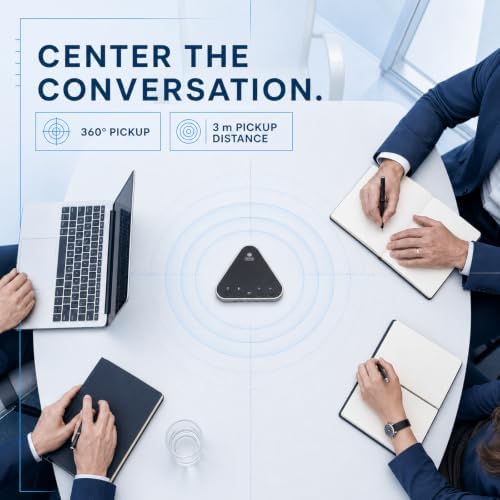 Bluetooth Conference Speaker and Microphone, Bluetooth Speakerphone for Small Meeting Room，Wireless Conference Speaker 360°Voice Pick up with Noise Cancellation Mics for Computer/Laptop - Image 5