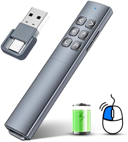 Presentation Clicker with Air Mouse, RF 2.4GHz PowerPoint Clicker for PPT by NinjaABXY