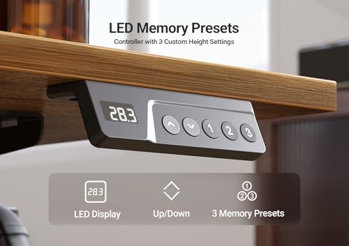 Seang Electric Standing Desk Adjustable Height, 40 x 24 Inch Sit Stand Desk with T-Shaped Frame, 3 Memory Presets & Cable Management for Home Office Computer Workstation, Black Frame/Rustic Brown Top - Image 6