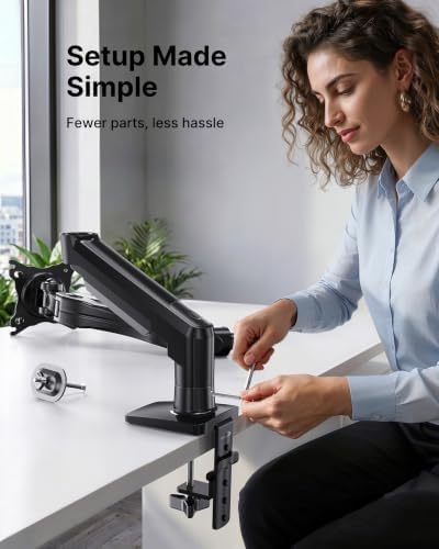 HUANUO 2 Pack Monitor Arm for Dual Monitor Setup, Single Monitor Mount for 13 to 32 Inch Screens, Adjustable VESA Monitor Stand with Clamp and Grommet Base, Each Arm Holds 4.4 to 19.8 lbs - Image 3