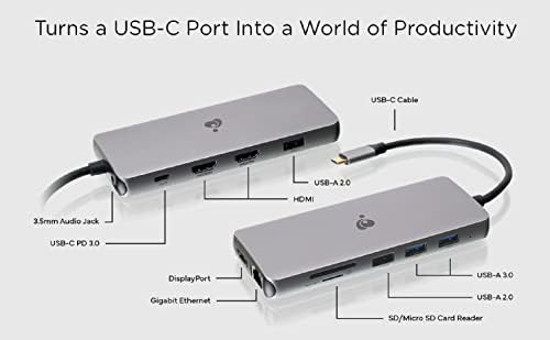 IOGEAR USB-C Triple Display Dock Station - 4K 60Hz - 2 HDMI - 1 DisplayPort - 2 USB 2-2 USB 3 - Ethernet - 3.5mm Audio - USB-C 100W PD - MacBook Pro/Air Thunderbolt 3 - Type C Laptop - GUD3C4K3P - Image 5