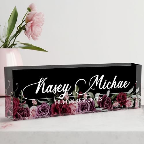 Desk Name Plate Personalized, Personalized Name Plate for Desk, Office Desk Decor The Office Gifts for Women Men, Acrylic Desk Accessories Employee Appreciation Gifts for Boss, Manager, Teacher by AeekdookWoodenPuzzles