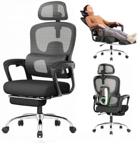 Ergonomic Office Chair with Footrest, 90-145° Reclining Desk Chair by officechair