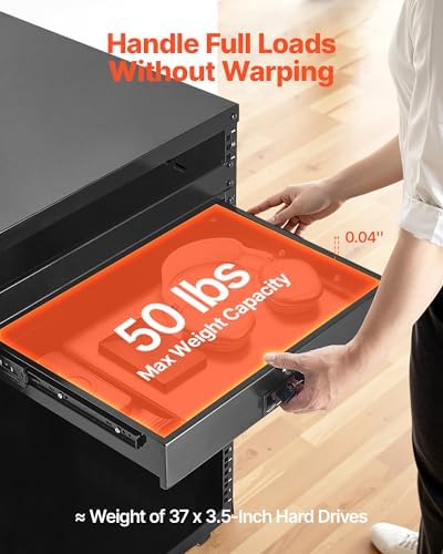 VEVOR 2U Rack Drawer, Lockable Server Cabinet Case, 13.8'' Depth Server Rack Mount Drawer, for 19'' Network Equipment/DJ/AV Rack or Cabinet Enclosure, 50 lbs Max Load, with Cable Management Holes - Image 3