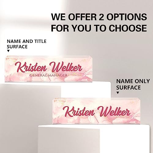 Name Plate for Desk, Desk Name Plate Personalized, Office Decor for Women Men, Acrylic Desktop Accessories, Office Appreciation Gifts for Boss Social Workers Nurse Teacher Employee (Pink Coast) - Image 2