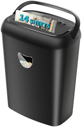 14 Sheet Cross Cut Paper Shredder, Heavy Duty Home Office Shredder with 6.6 Gallon Basket, P-4 Security Level, Jam Proof Design for Home and Office by WZONICE98