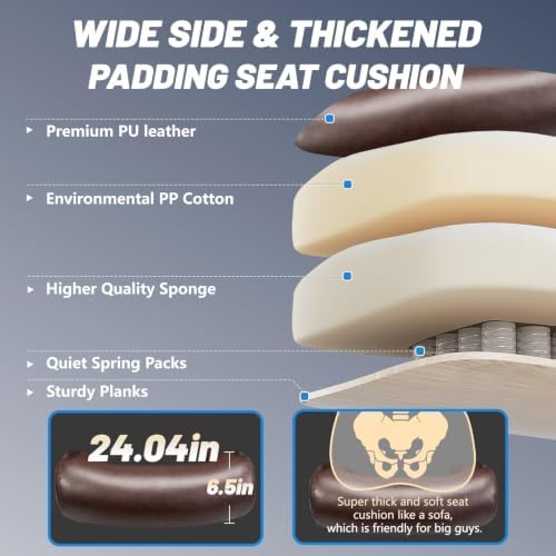 800LBS Big and Tall Office Chair for Heavy People, Heavy Duty Executive Chair with High Back, Extra Wide Seat and Adjustable Lumbar, Large Computer Desk Chair Comfortable for Home Office - Image 5