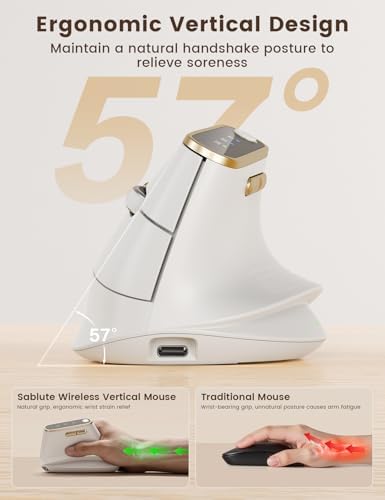 SABLUTE Ergonomic Vertical Wireless Mouse with 3-Device Switching MAM4 - Image 3