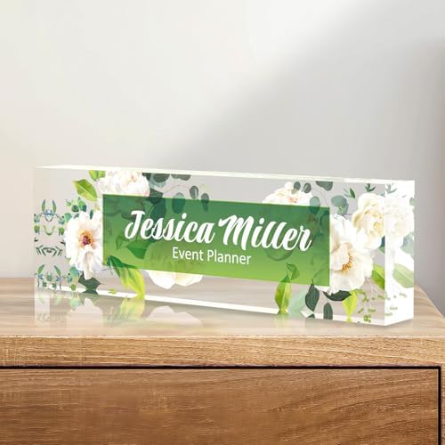 Personalized Acrylic Office Desk Plate with Name And Title Printing by nyareka