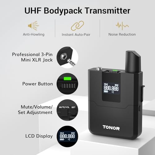 TONOR Wireless Microphone System, Handheld Mic Set with Headset/Lapel Mics - Image 6