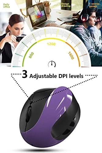 Ergonomic Vertical Mouse, Wireless 2.4G High Precision Rechargeable Ergonomic Mouse Optical Mice with Adjustable DPI 800/1200/1600, Reduce Wrist Strain, Specially for Small-handers Right-handers - Image 5