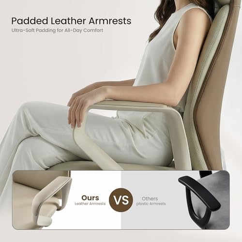 EUREKA ERGONOMIC Aric Executive Office Chair, High Back PU Leather Desk Chair with Lumbar Support, Professional Modern Home Office Chair with Large Headrest & 3-Position Recline(Pack of 5, Beige) - Image 5