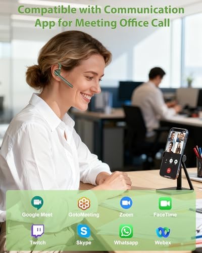 Bluetooth Headset,72H Work Single-Ear Wireless Earpiece for Cell Phone Call - Image 6