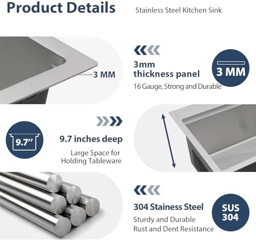 Lordear 36 Drop In Kitchen Sinks Worktation 16 Gauge 36x22 Inch Stainless Steel Single Bowl Ledge Worktation Topmount Overcounter Handmade Kitchen Sink Basin With Cutting Board - Image 6