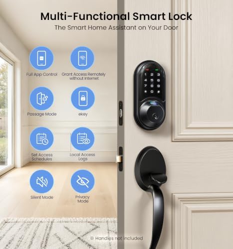 Veise RZ07 Fingerprint Smart Door Lock Deadbolt, App Control, Matte Black - Image 4
