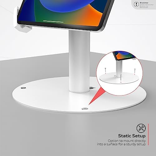 Anti-Theft iPad Desk Stand – CTA Desk Stand with Lockable Holder for iPad 10.9" 10th Gen - iPad 7th/8/9 Gen - iPad mini 6 - Galaxy Tab & More Tablets - White - (PAD-USGTW) - Image 5