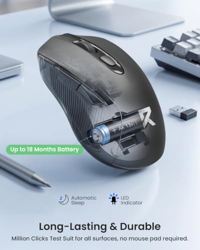Redragon Wireless Mouse - BT& 2.4GHz Dual Mode - Max 4000 DPI - 6 Buttons - 18 Months Battery - No Wires - Smooth Tracking - Quiet Silent Portable Optical Computer Mouse for Laptop, PC, Windows, Mac - Image 7