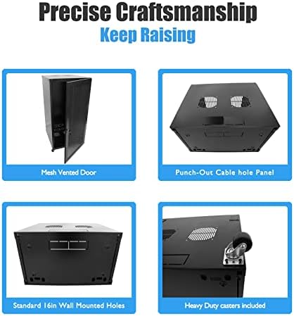 22U Wall Mount Network WiFi Server Cabinet Rack Enclosure Ventilated Door Lock 22.75inch Depth - Image 5