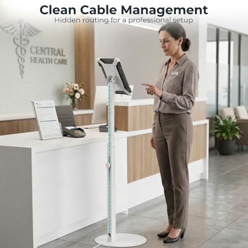 Anti-Theft iPad Kiosk Stand, Adjustable Tablet Floor Stand for POS Checkout - Image 7