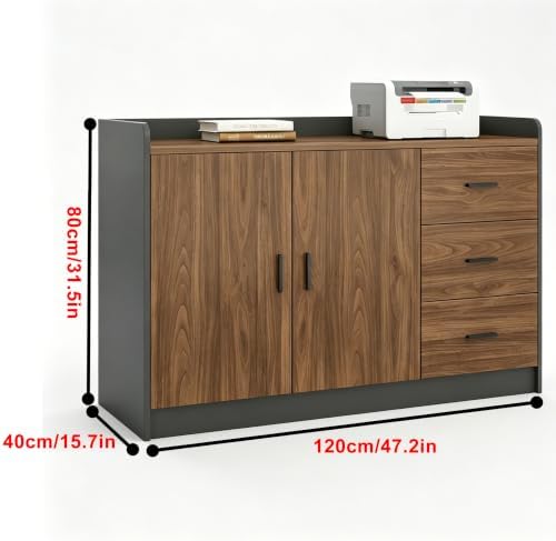 Office Printer Stand Cabinet with Storage, Multi-Function Office Side Cabinet for Copier, Tea Station & Supplies, Large Capacity Storage Cabinet with Soft Close Doors Workstation Furniture，C - Image 2