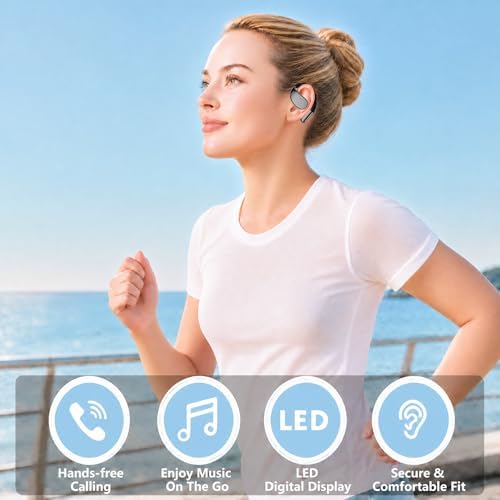 Wireless Headset Wireless Headphones Handsfree Call Wireless Earpiece Noise Cancellation Earbud Earphones Mic Compatible with Cell Phones Car Driver Trucker Business Office (Black with Box) - Image 2