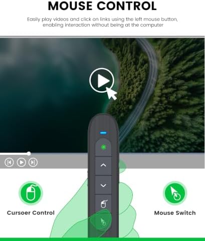 Green Light Wireless Presentation Clicker with Air Mouse, 2.4GHz Rechargeable USB-A/USB-C PowerPoint Clicker Slide Advancer, Presenter for PC, Mac, Computer - Image 3