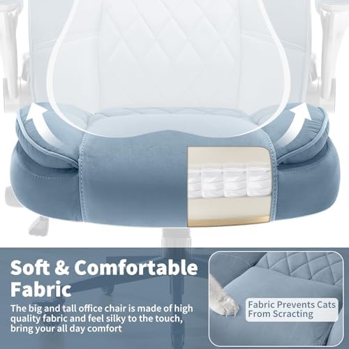 Fabric High Back Office Chair, Thick Padded Ergonomic Computer Desk Chair - Image 6