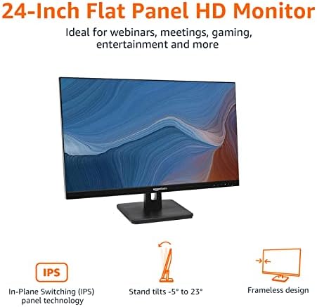 Amazon Basics 24-inch Full HD IPS Monitor, 75 Hz, 1080P, HDMI, Display Port and VGA Input, Adjustable Stand, VESA Compatible, Built-in Speakers for Office and Home, Black - Image 2