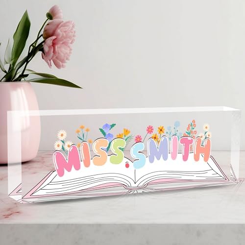Teacher Name Plate for Desk, Desk Name Plate Personalized Acrylic Office Desk Decor, Teacher Appreciation Gifts The Office Gifts for Teacher by AeekdookWoodenPuzzles