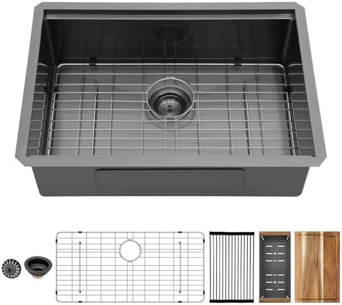 27 Inch Black Undermount Workstation Kitchen Sink with Accessories by Couoko