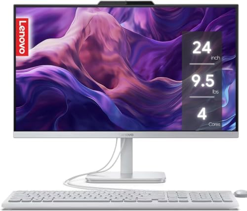 Lenovo IdeaCentre Everyday Tasks 24" Full HD All-in-One Desktop Computer • Office 365 for The Web • Intel 4-Cores • 256GB SSD • 16GB RAM • KB and Mouse • Windows 11 by LENOVO