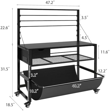 Natwind Wide Format Printer Stand, Plotter Workbench Table,Black - Image 4