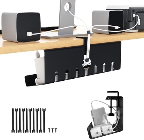Syeeiex Under Desk Cable Management Tray, Cord Management, Black, 17inch by syeeiex
