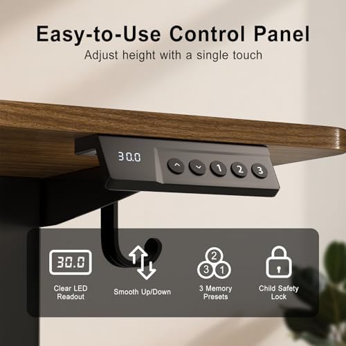 55 Inch Height Adjustable Standing Desk for Home Office, Brown - Image 2