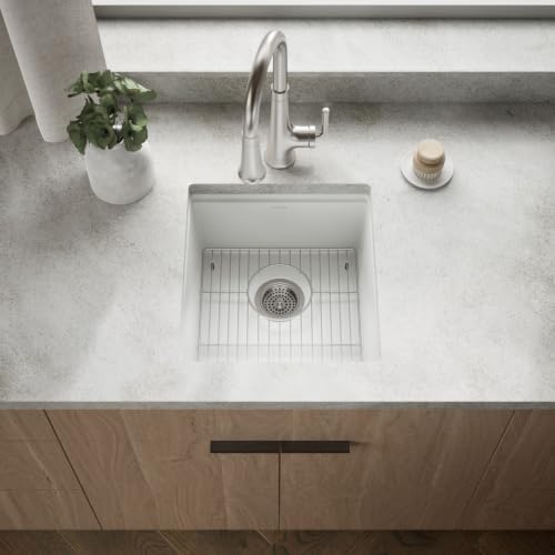 KOHLER Billings 18" Undermount Bar Sink, Single Bowl, Neoroc Composite, Matte Finish, Compact Prep Sink for Wet Bar or Kitchen Island, Matte White, K-33711-CM6 - Image 2